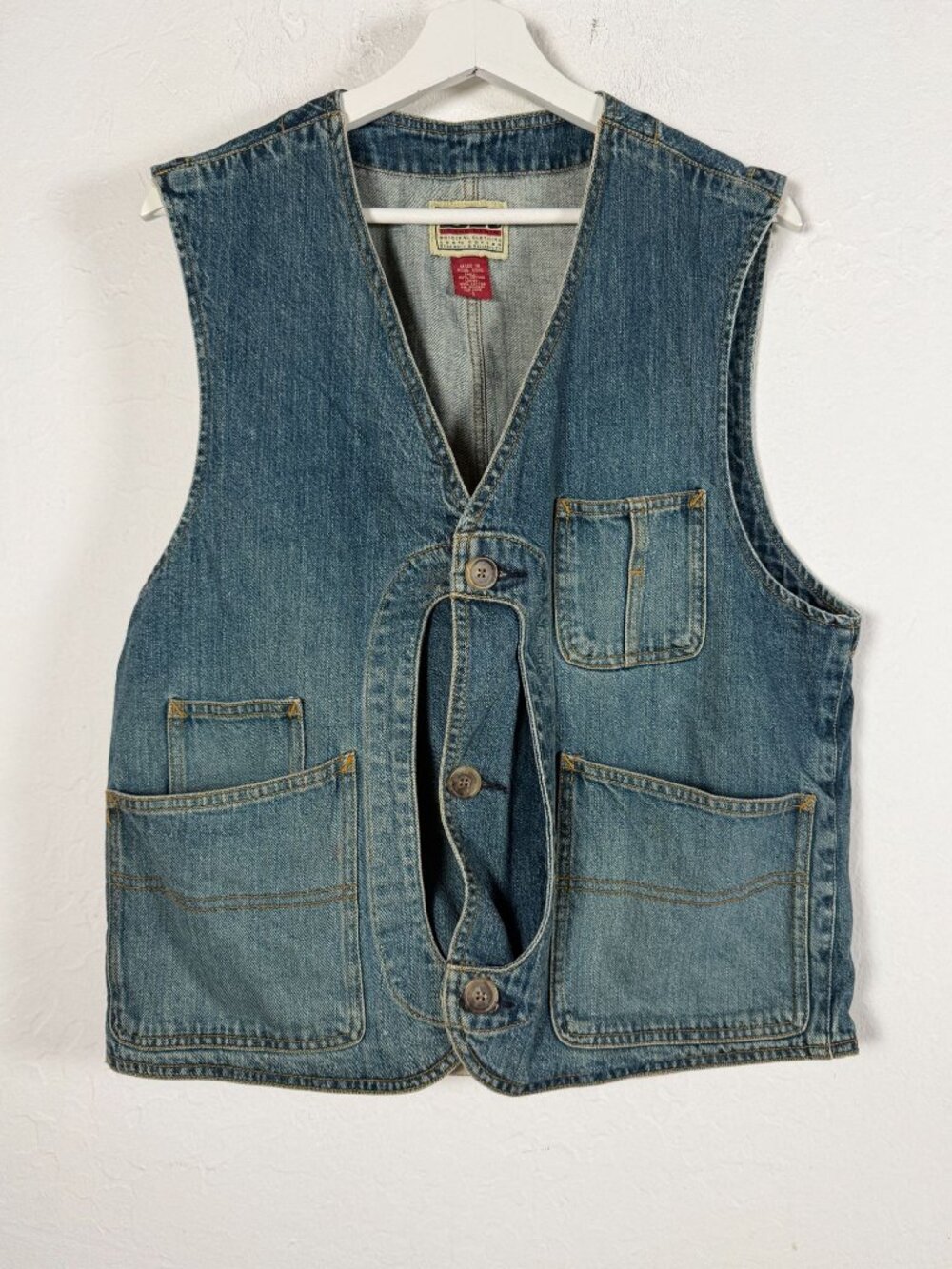 Banana Republic Mens Vintage Denim Vest Utility Pockets Gilet Blue Jean Small